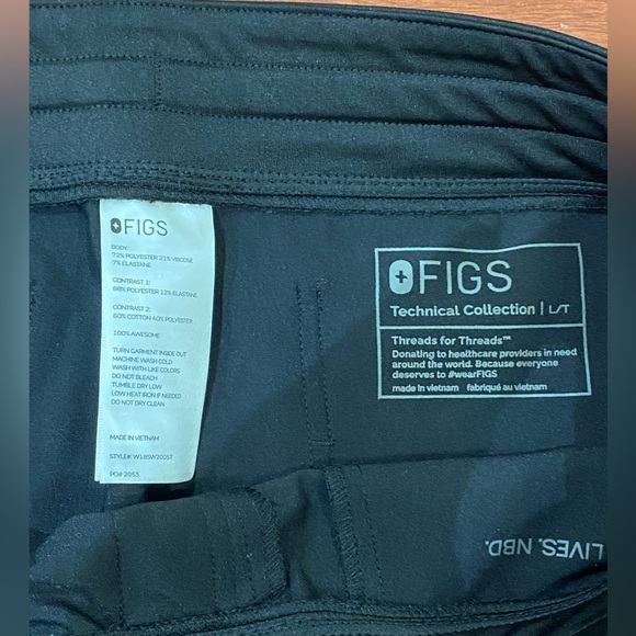 Figs Technical Collection Women's Size L Black & Blue Scrub Pants Lot Of 2 Pair - Picture 4 of 7